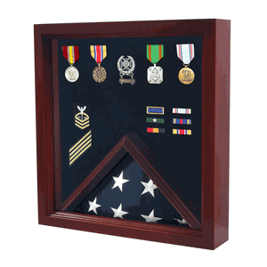 Flag Medal Display Case, Wood Military Flag Medal  Shadow Boxes
